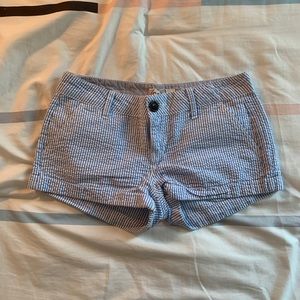 Blue and white pinstripe shorts